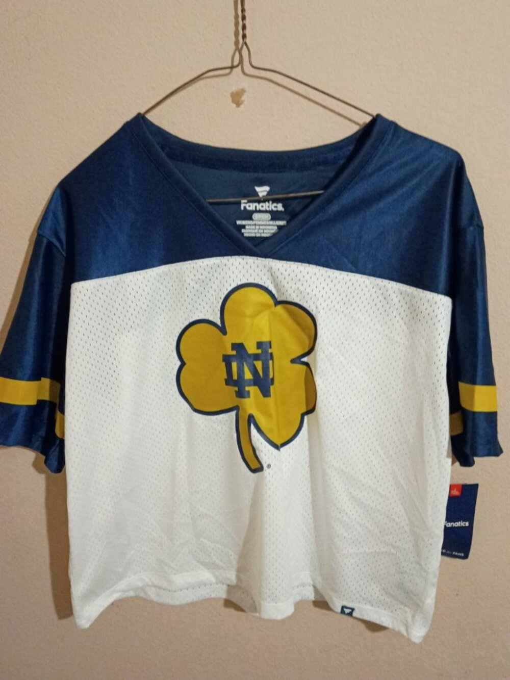 New Women's Fanatics Notre Dame Fighting Irish Oversized Football Jersey Small S